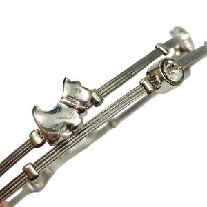 Scotty Scottie Dog Bracelet Silver Tone Crystal Stackable 8" Dog Mom Gift